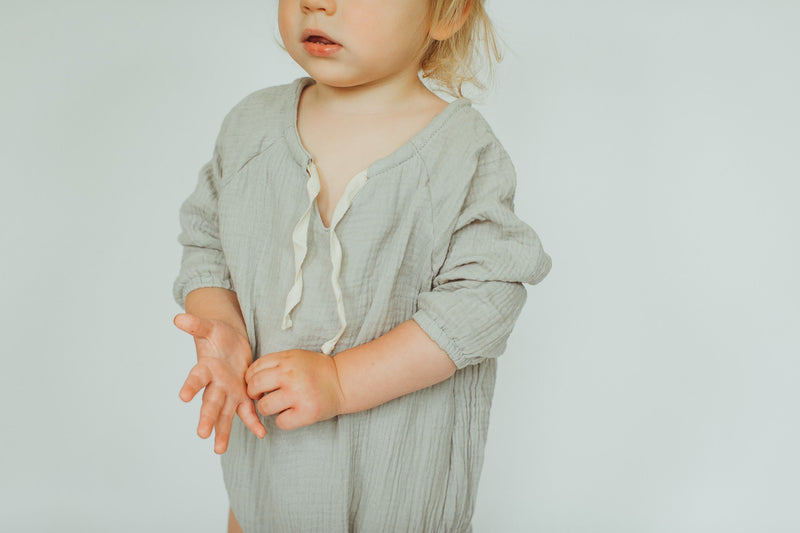 Bloom Muslin Cotton Romper in Sage