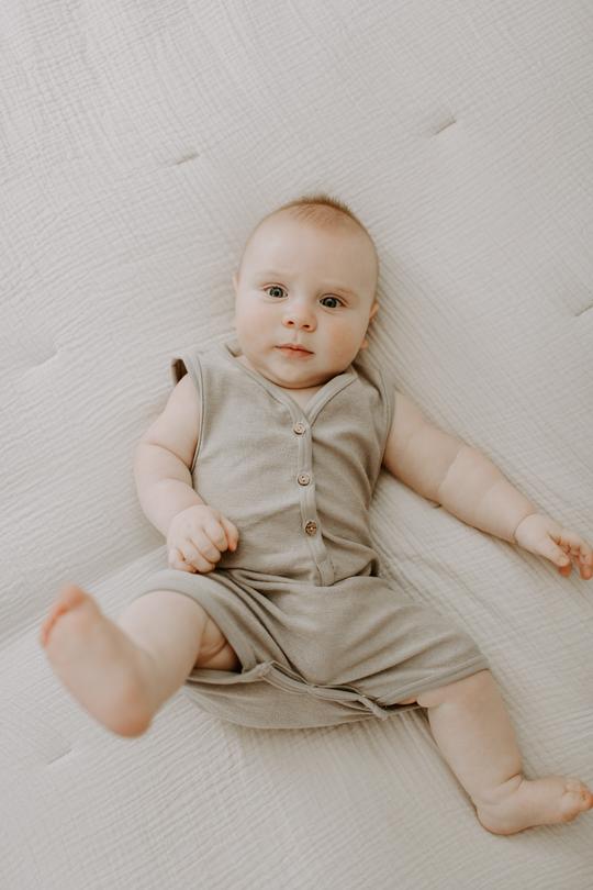 Remy French Terry Romper in Stone