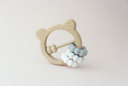 Silicone + Wood Bear Toy - Shades of Grey