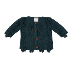 Harley Fringe Knit Cardigan - Teal