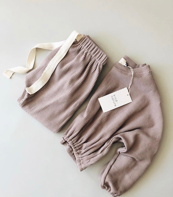 The Clover Ribbed Pants in Blush