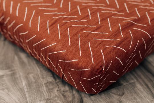 Rust Mudcloth Muslin Crib Sheet