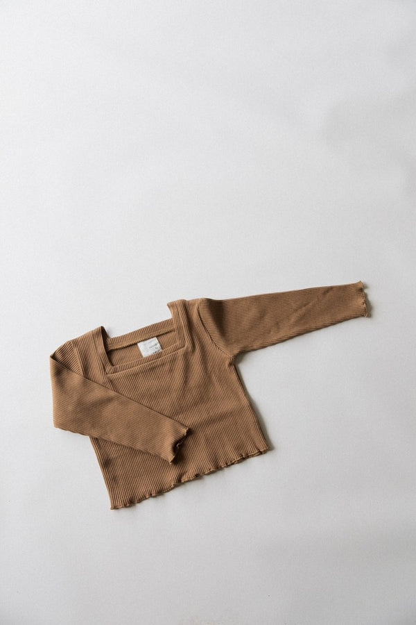 Long Sleeve Kealia Top in Caramel